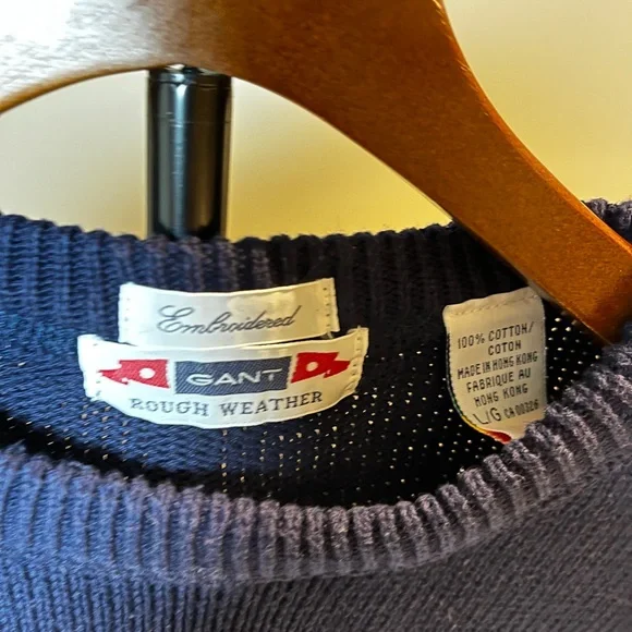 Vintage GANT Rough Weather Embroidered Coastal Sweater - Nautical Preppy - XL - Picture 7 of 13